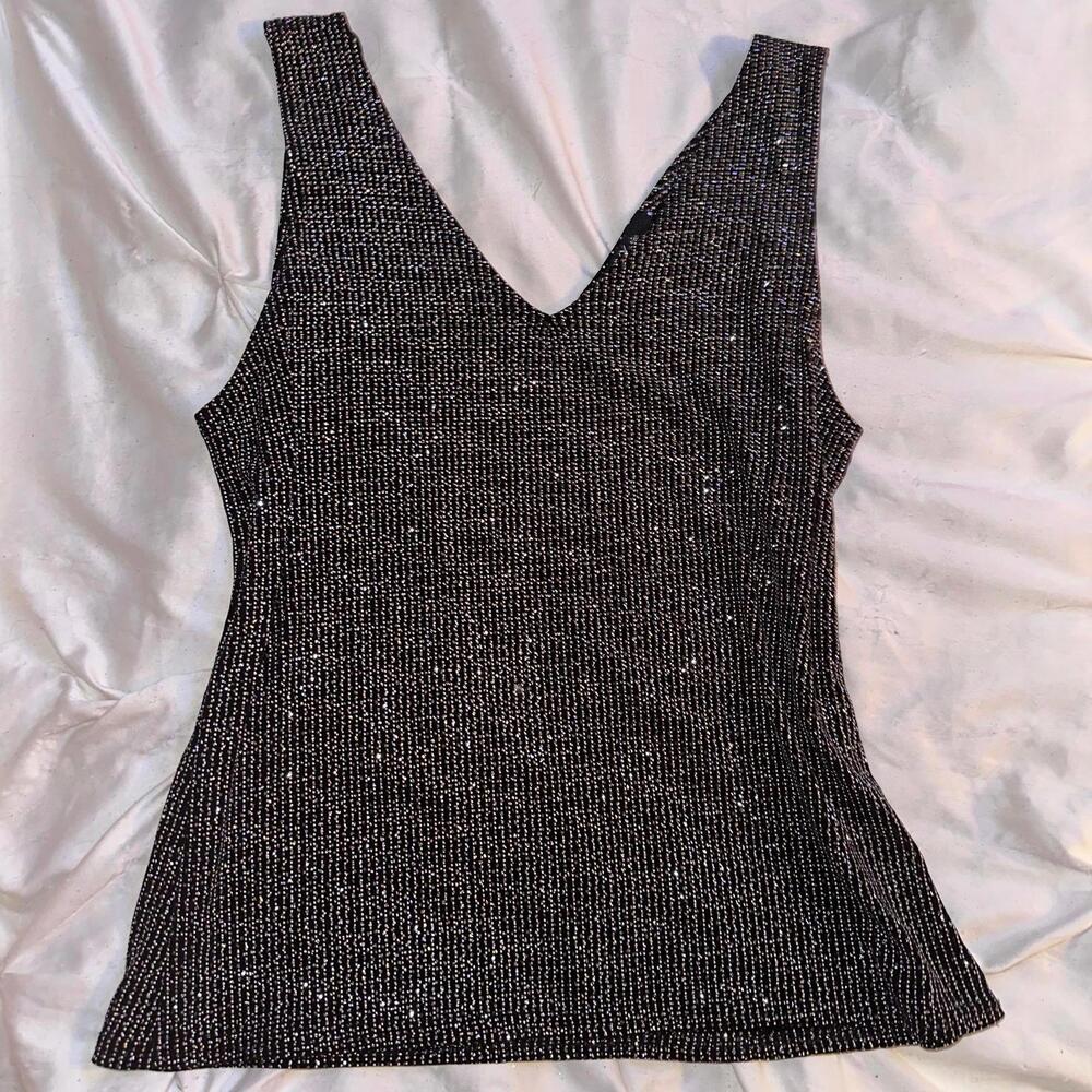 Y2K Onyx Nite Black Micro Rhinestone Strapless Top XL